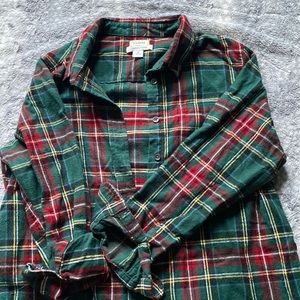 L.L. Bean Christmas Plaid Button Down Flannel Shirt